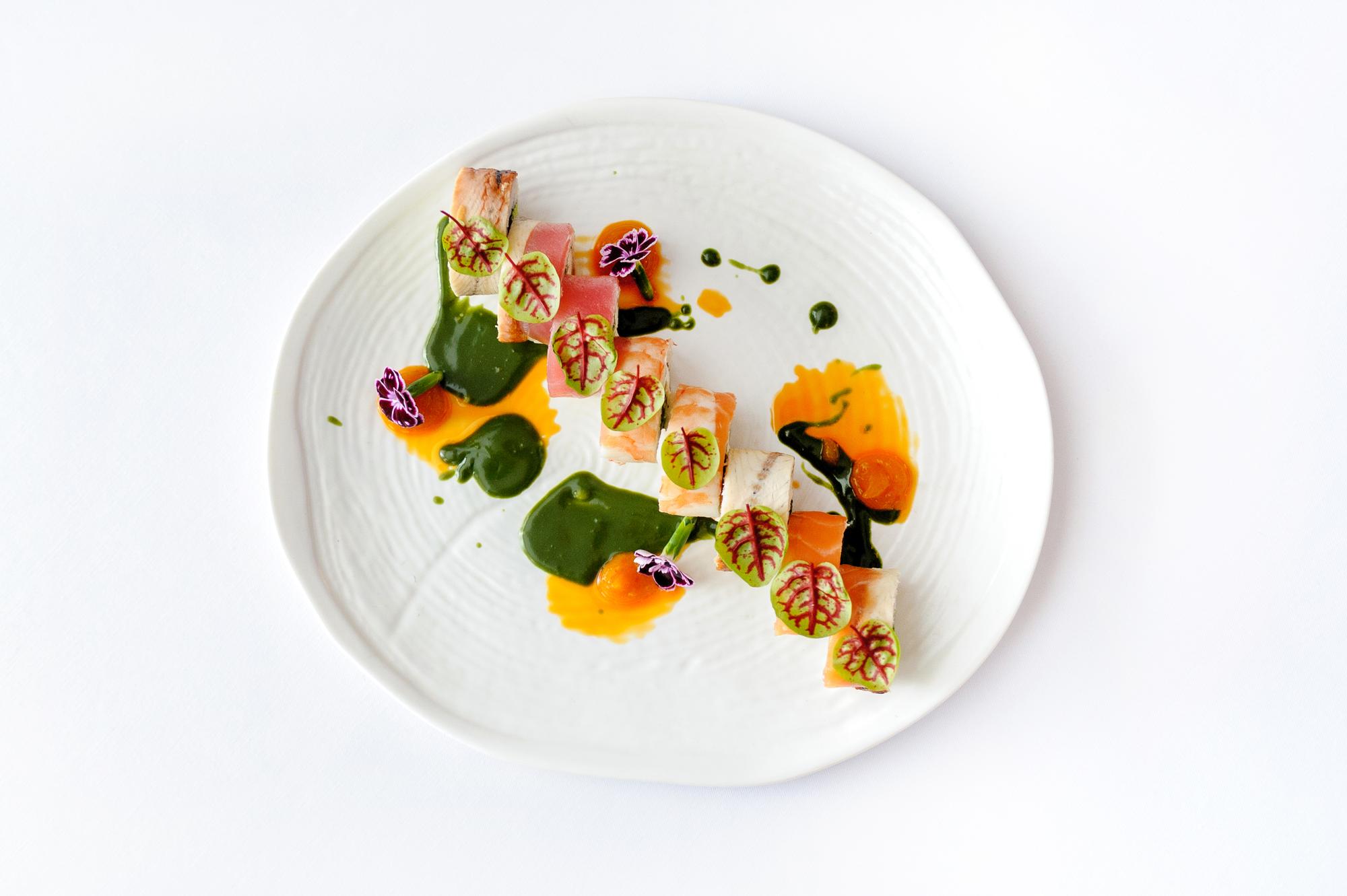 Assortment of plated dishes from workshop
